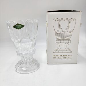 Vintage Shannon Hearts Hurricane Lamp 24% Lead Crystal Wedding Three Variations